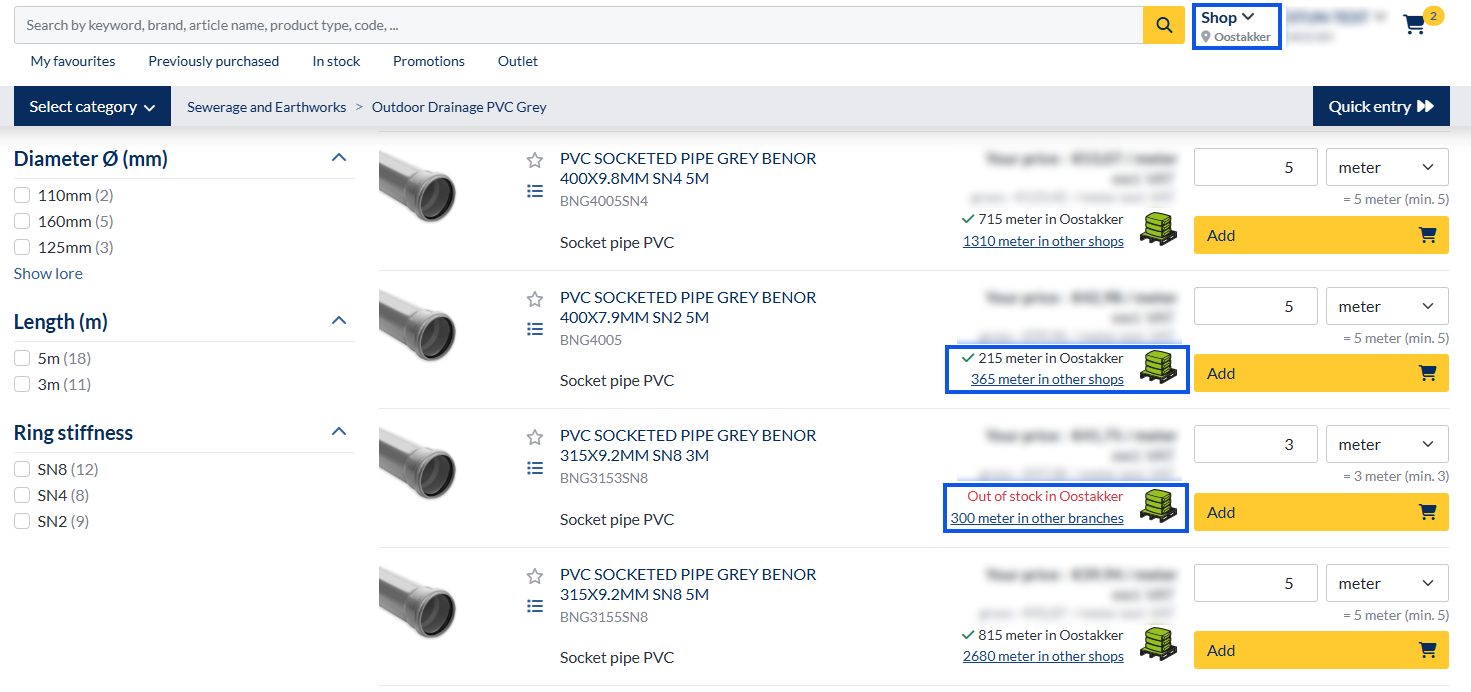 Stock at your preferred branch in the Deschacht webshop