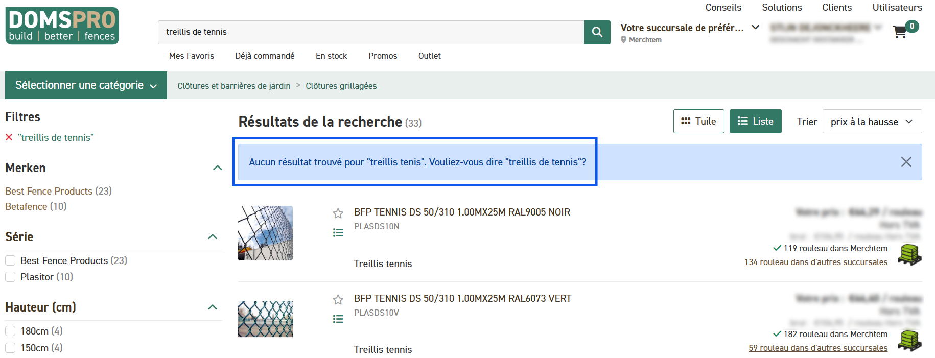 Recherche assistée par l'IA dans la boutique en ligne Domspro