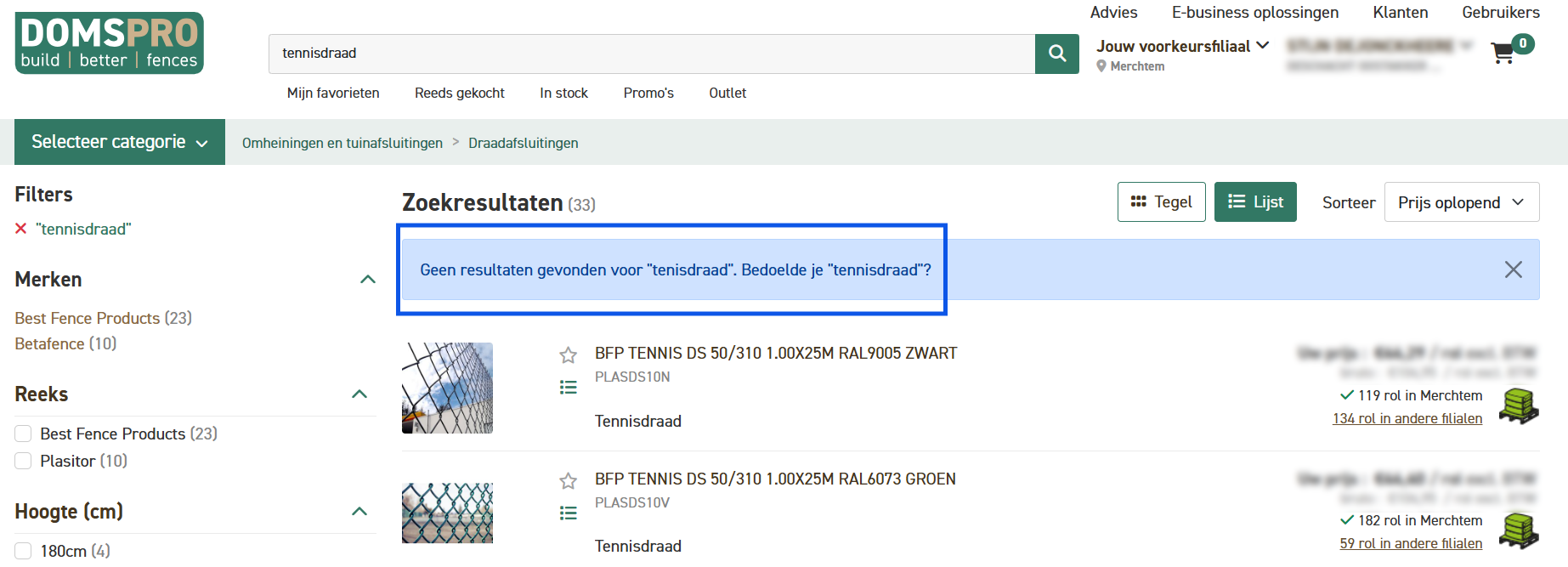 AI-ondersteund zoeken in de Domspro webshop