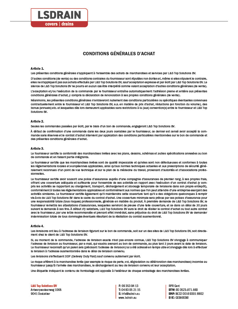 Conditions G&eacute;n&eacute;rales d'Achat