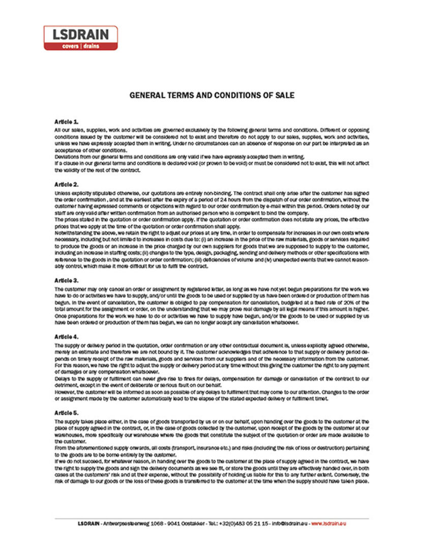 General Conditions of Sale