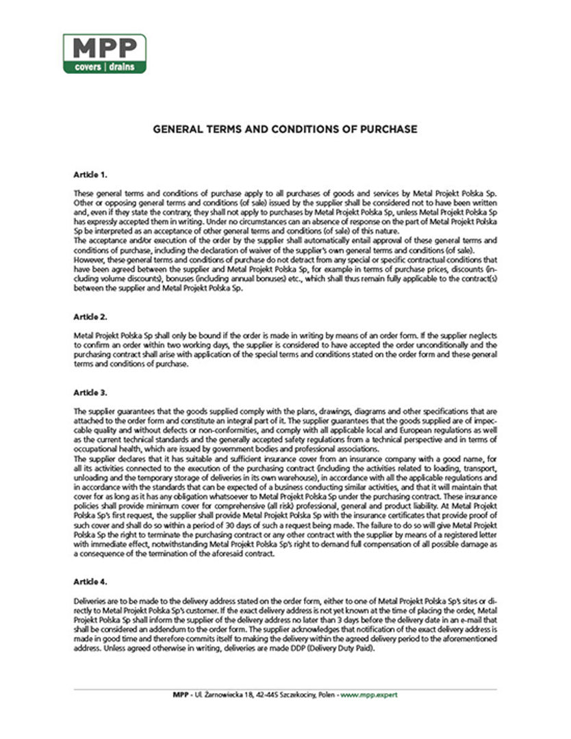 General terms and conditions of purchase