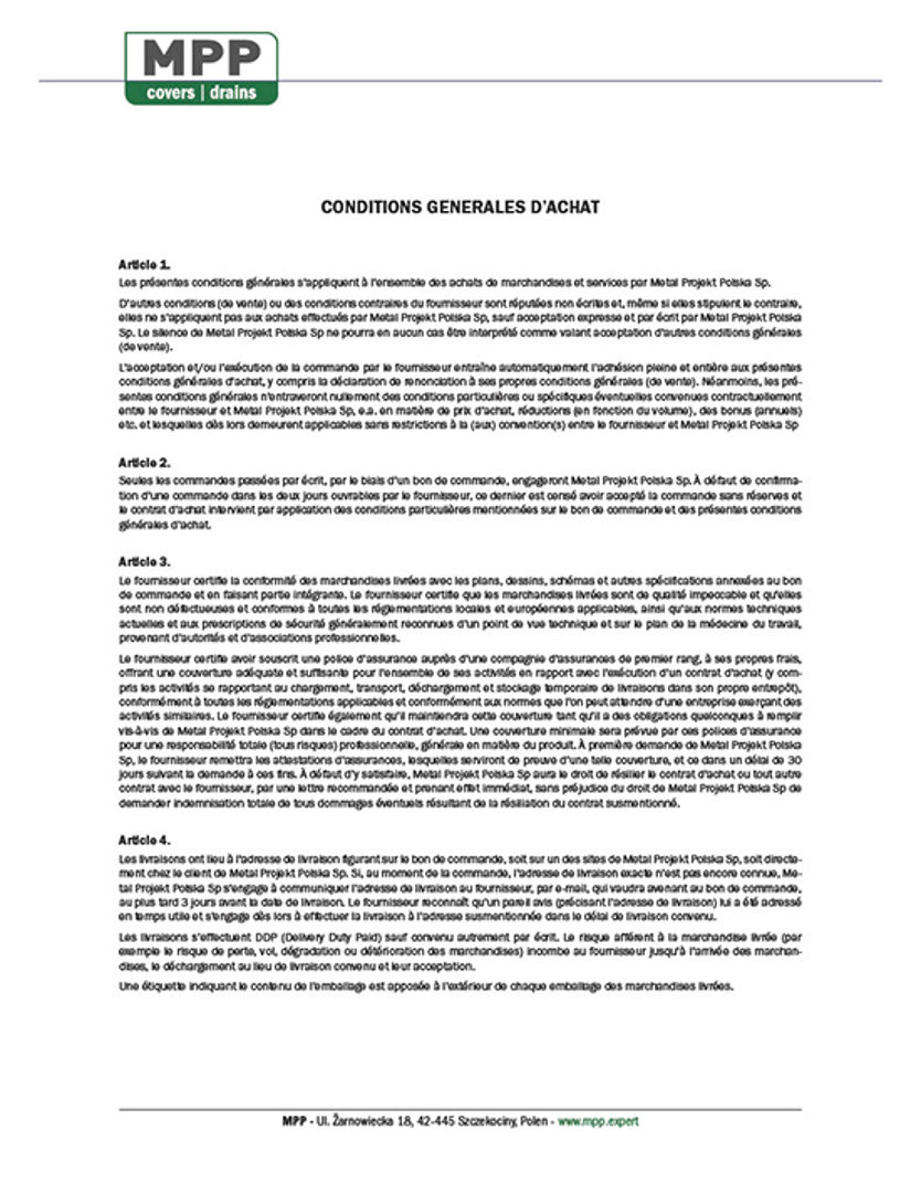 Conditions G&eacute;n&eacute;rales d&rsquo;Achat